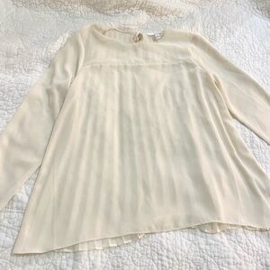 sheer feminine white pleated blouse